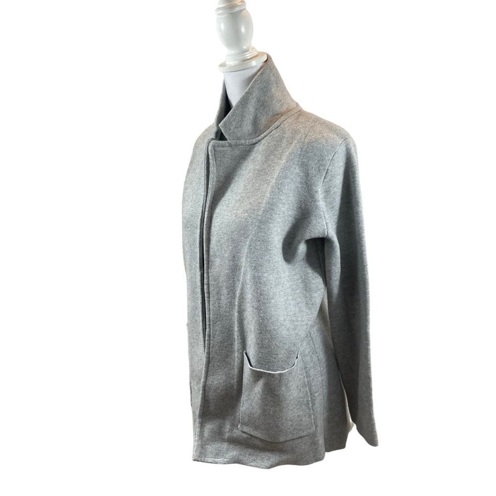 Ladies Magaschoni Brand Grey open front Knit Mock Neck Jacket Size XS